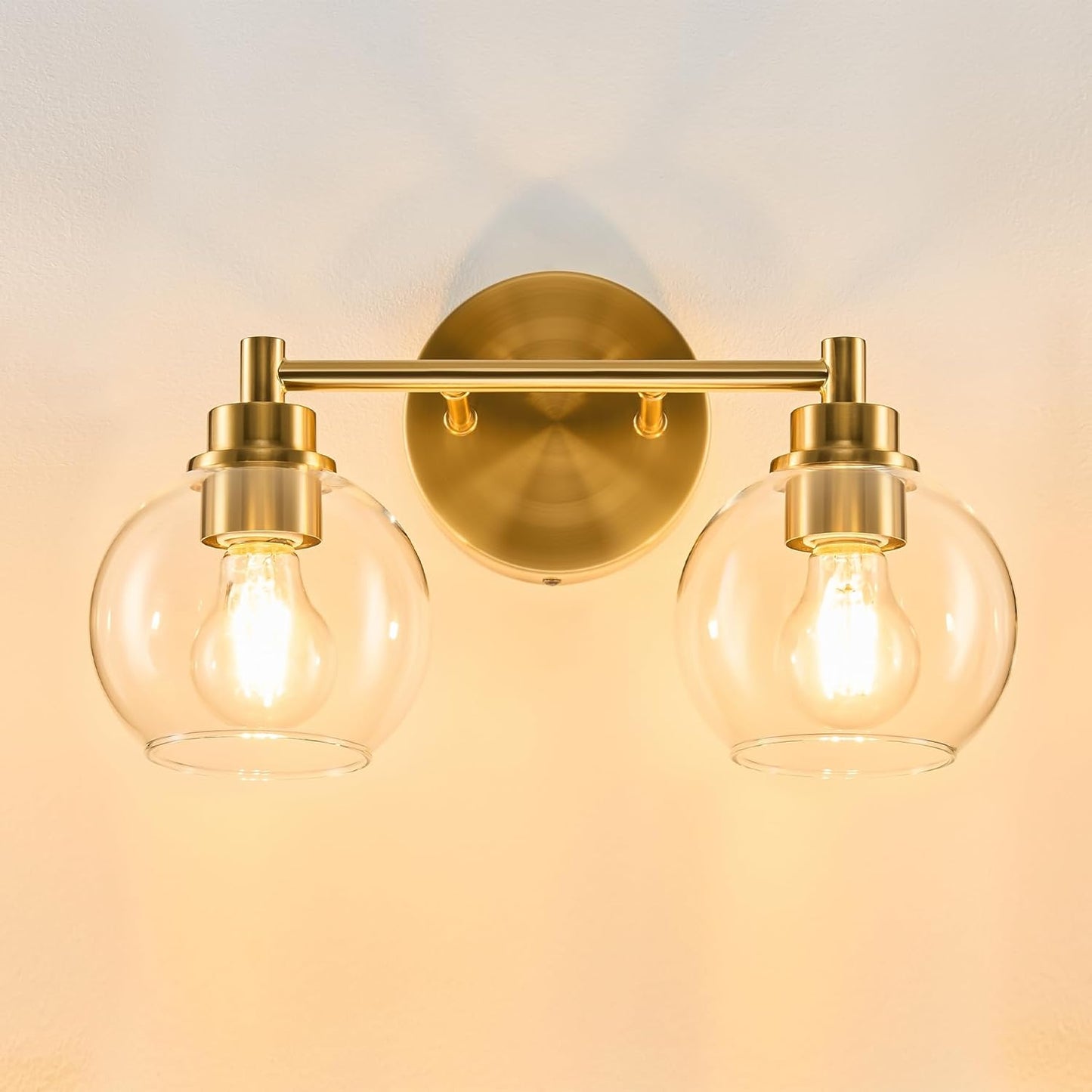 3-Light Vanity Bathroom Light Fixture with Globe Glass Shades - Brushed Nickel, ETL Certified