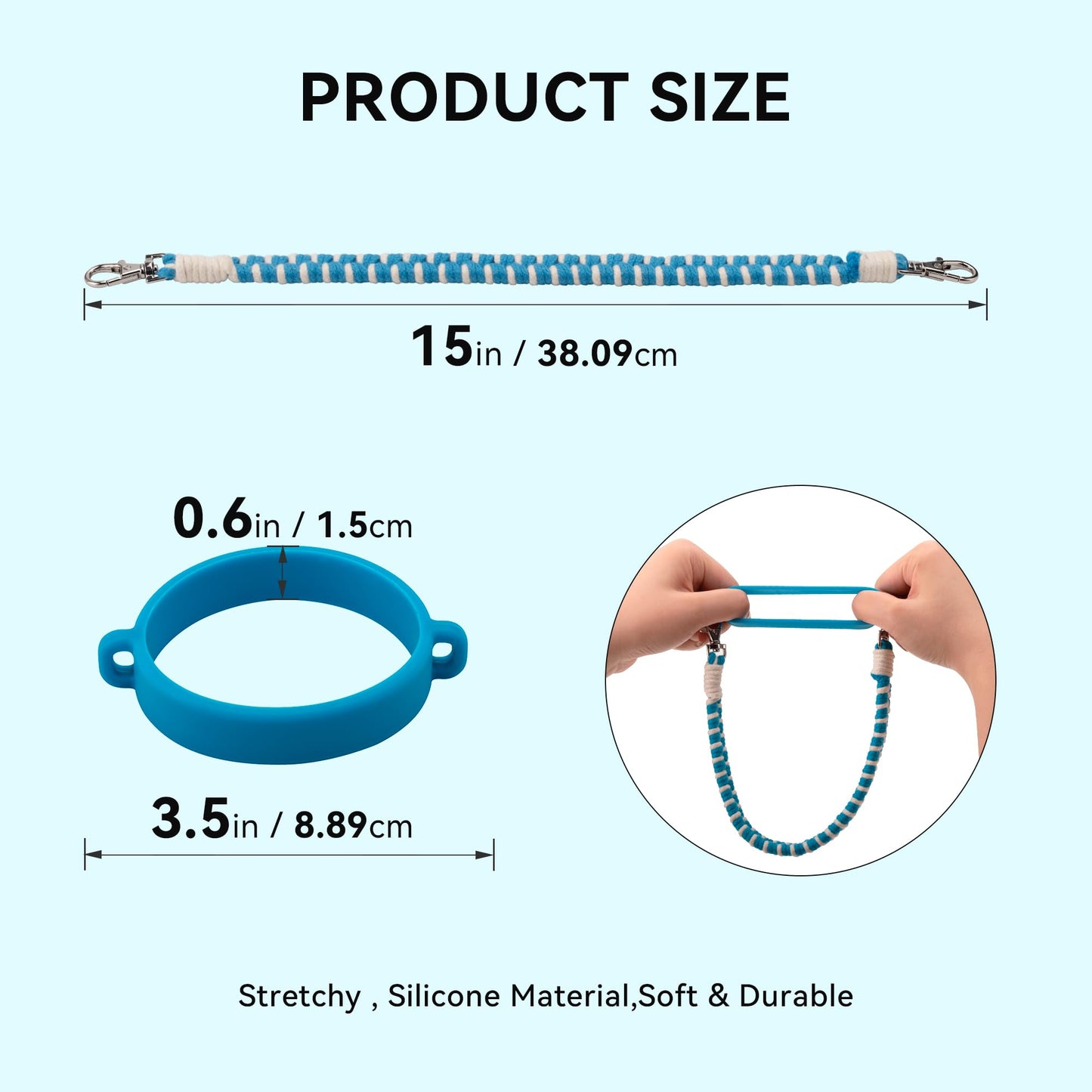 Soledea Water Bottle Handle Strap Compatible with Owala & Stanley Cups, Hand-Woven Lanyards Silicone Water Bottle Sling, Carrier, Holder with Strap