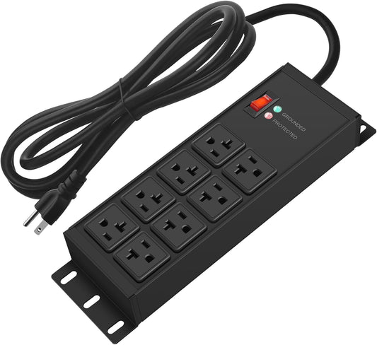 Heavy Duty 20 Amp Surge Protector Power Strip with 8 Outlets, 6FT Wall Mount - Yellow