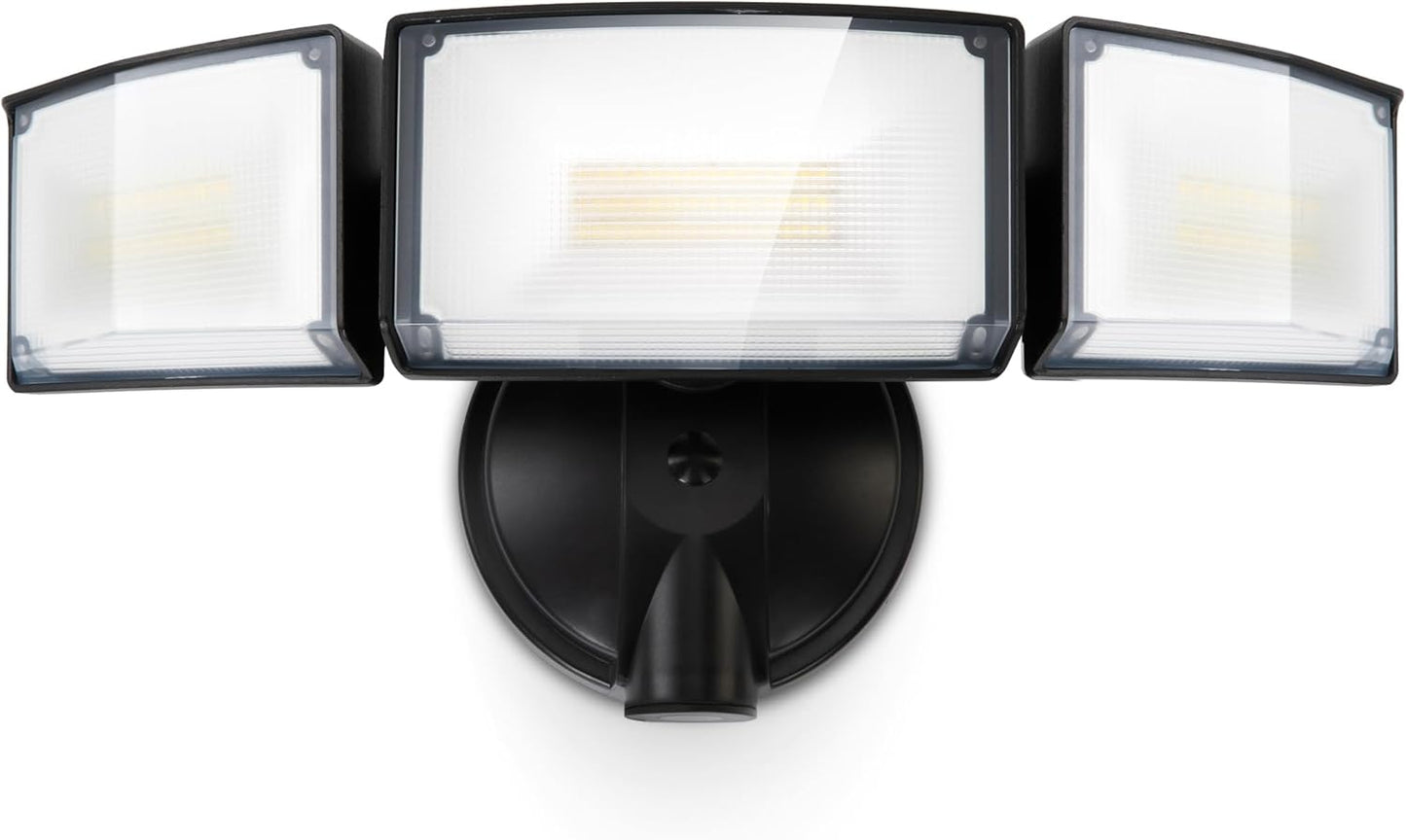 75W LED Flood Light - 8000 Lumen Outdoor Security Light with 3 Adjustable Heads, IP65 Waterproof for Garage, Yard & Patio - 5000K Daylight