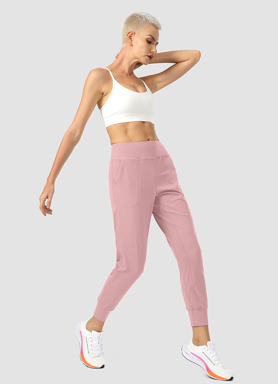 Soothfeel Women's High Waisted Joggers - Athletic Yoga Pants with Zipper Pockets | Petite/Regular/Tall