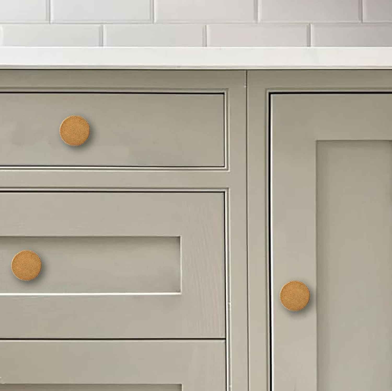 khtumeware 10 Pack Solid Antique Brass Cabinet Knobs 1 Inch Single Hole Vintage Brass Cabinet Pulls Round Kitchen Cabinet Knobs Drawer Knobs