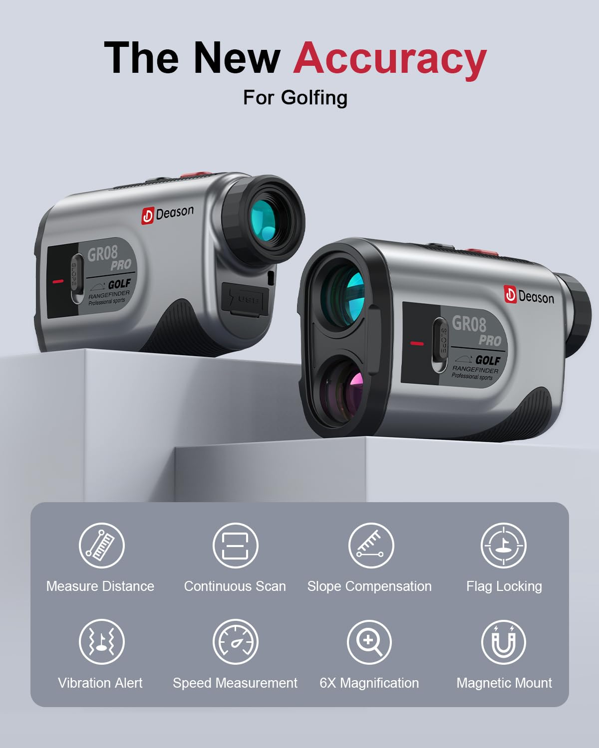 Golf Rangefinder with Slope, Golf Laser Rangefinder with Bag, 1300 Yards Rechargeable Range Finders Golfing with Flag Lock Vibration,LED Optical Lens7X Magnification,Speed Mode (Grey)