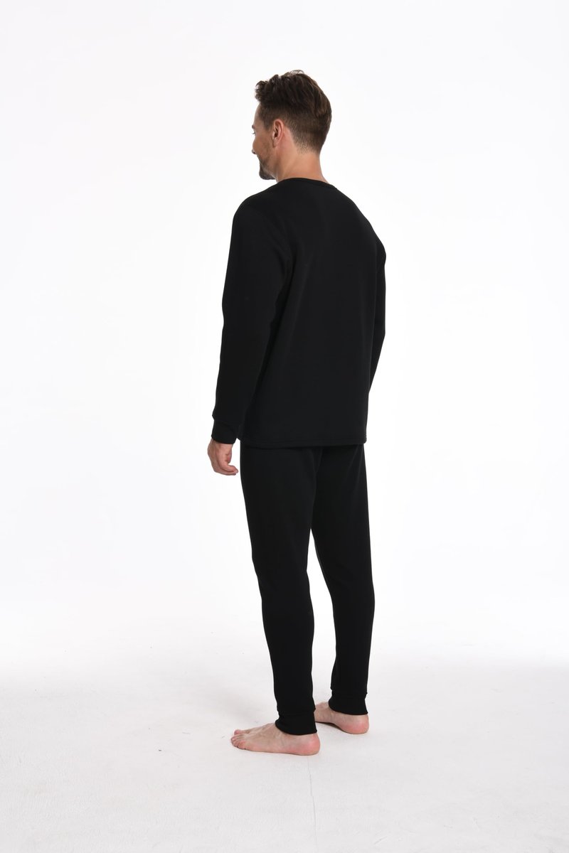 WHITECONCH Men's Thermal Underwear Set Heavyweight Gold Fleece Lined Base Layer Cold Weather Long Johns with Fly Opening N01