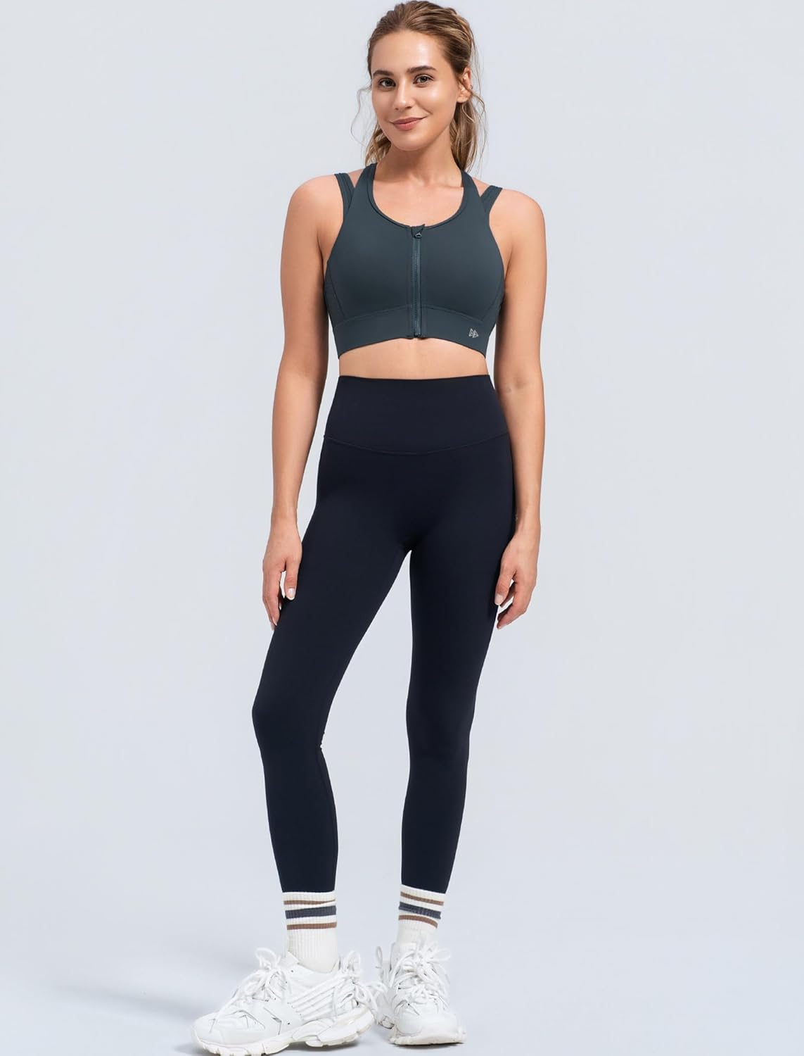 Yvette High Support Sports Bra for Women - Front Closure, Double Straps, Plus Size, Sewn-In Pads