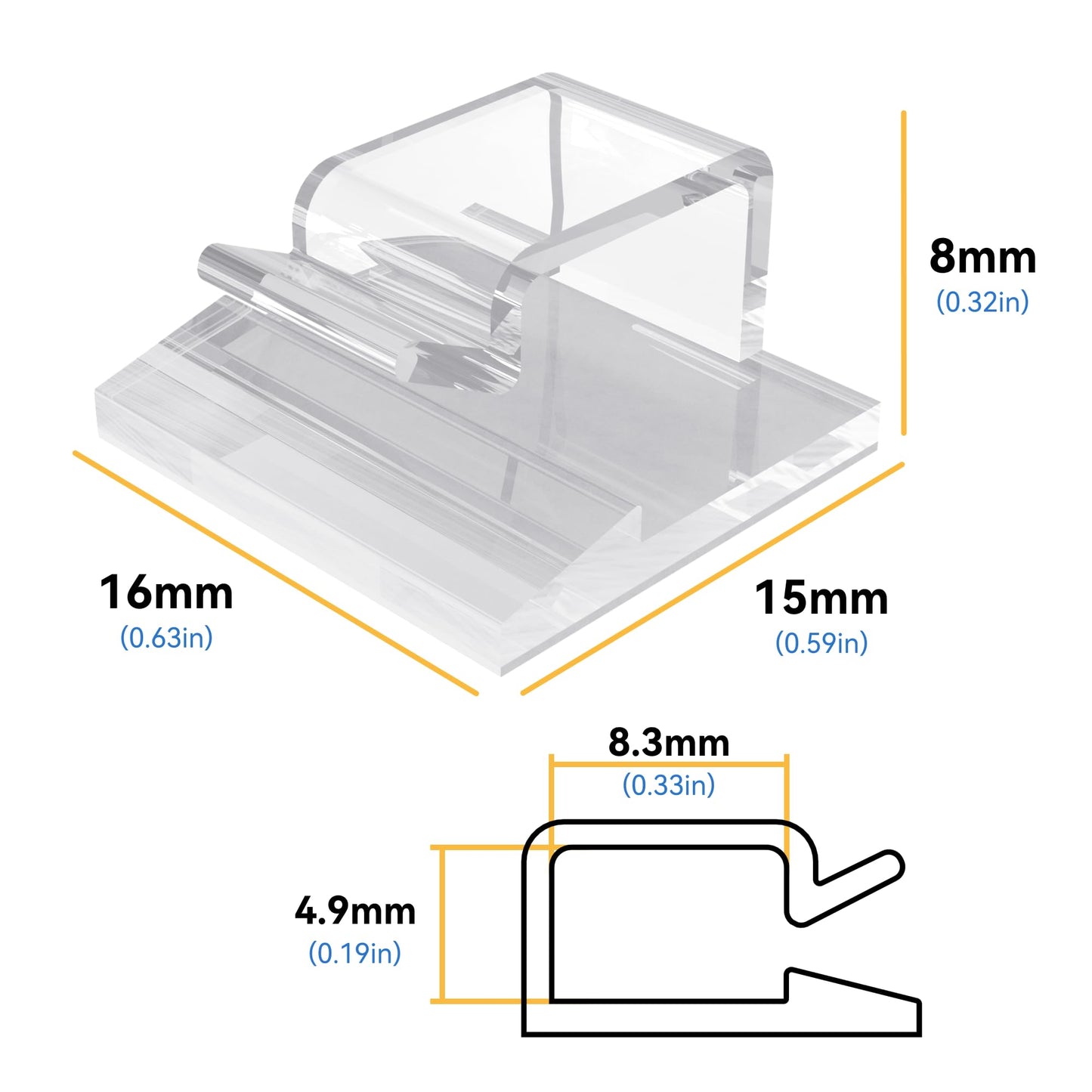 CableGeeker 120Pcs Cable Clips, Electrical Cord Management Adhesive Wire Clips Wall Cord Organizer, Used for Cars/Offices/Homes (Transparent)