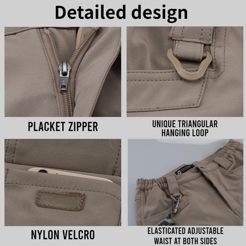 WINRKERY Men's Tactical Pants Work Pants Water Resistant Hiking Pants Military Combat Cargo Pants, Fleeced Black Large