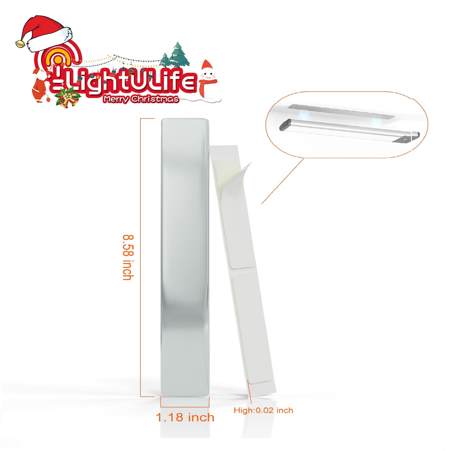 Under Cabinet Lights Magnetic stickys 4PCS - Replacement Magnetic Strips with Adhesive Backing for Under Cabinet Lights, Gray(Non-Magnetic