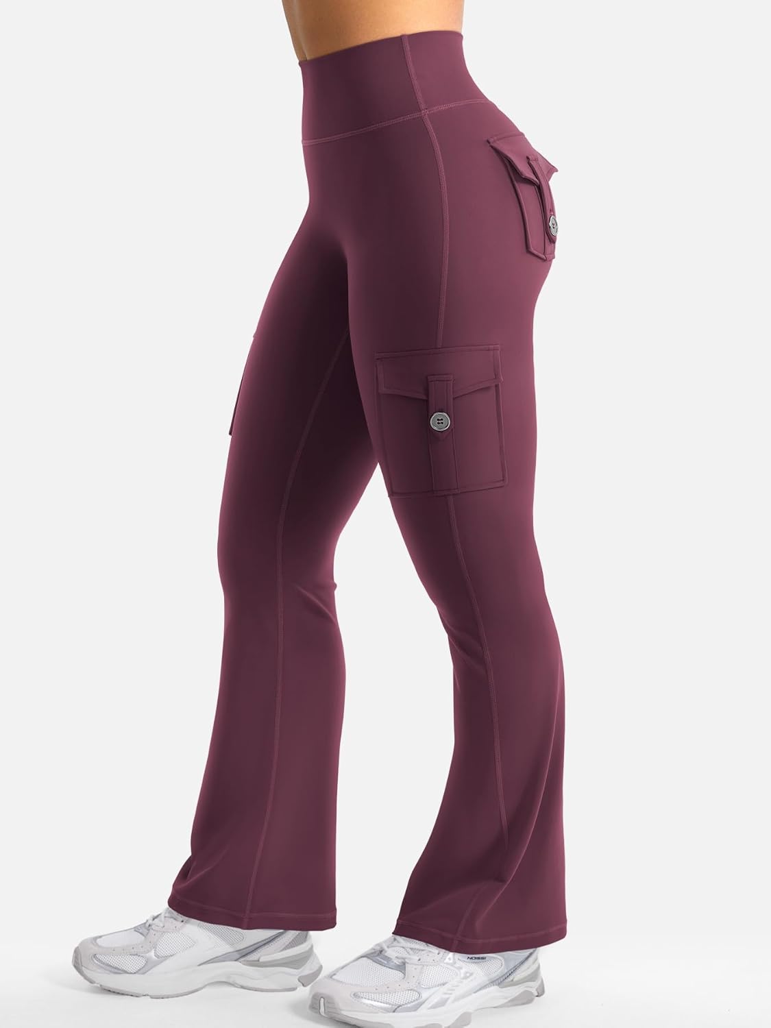 YEOREO CoreFlex Women's High-Waisted Flare Leggings - Hidden Pockets & No Front Seam, Ideal for Gym & Yoga