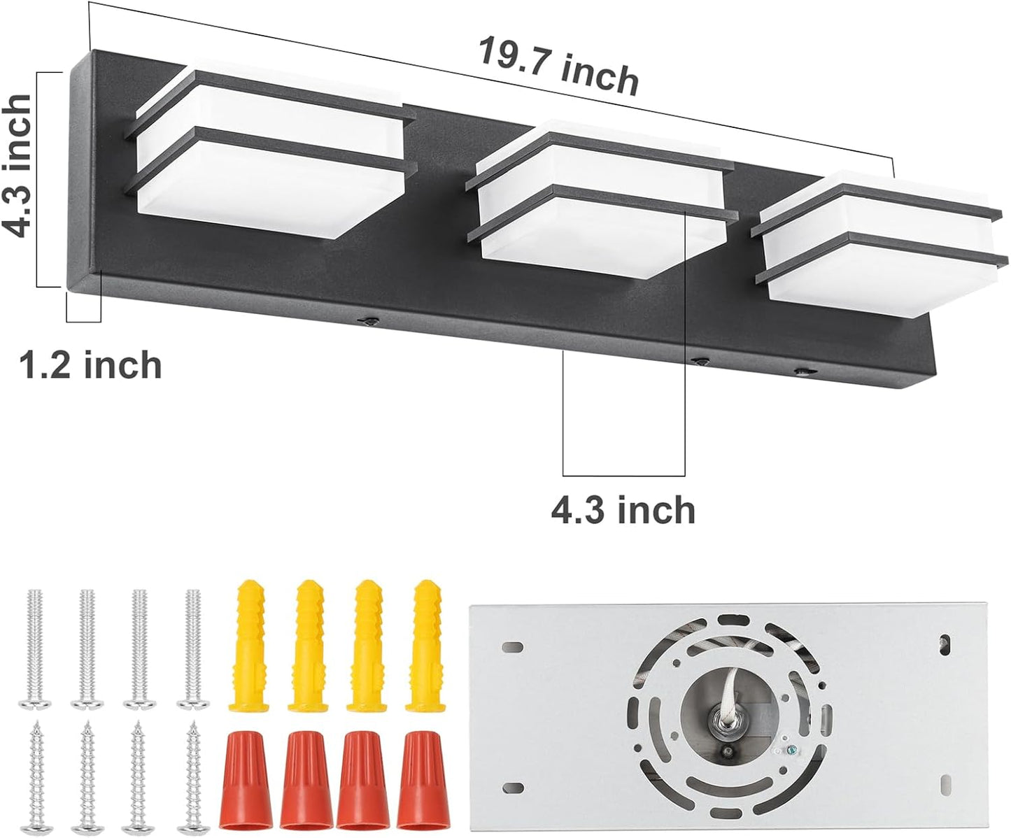 LED Chrome 3-Light Dimmable Bathroom Vanity Light Fixture - Modern Acrylic & Stainless Steel Over Mirror Lighting