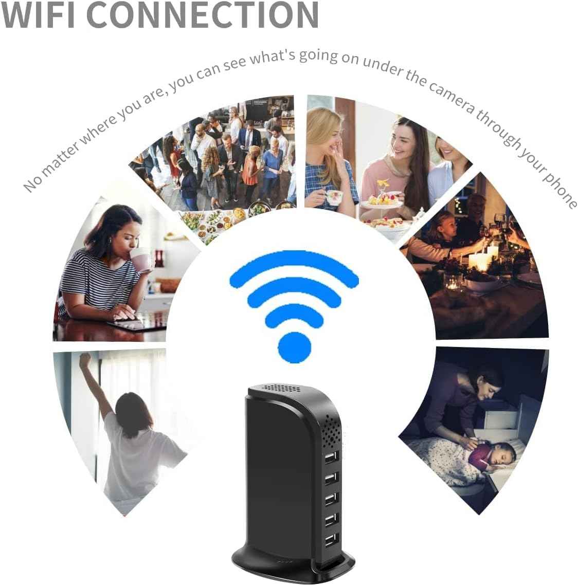 1080P HD Hidden Camera USB Charger - WiFi Nanny Cam with Motion Detection for Home & Office