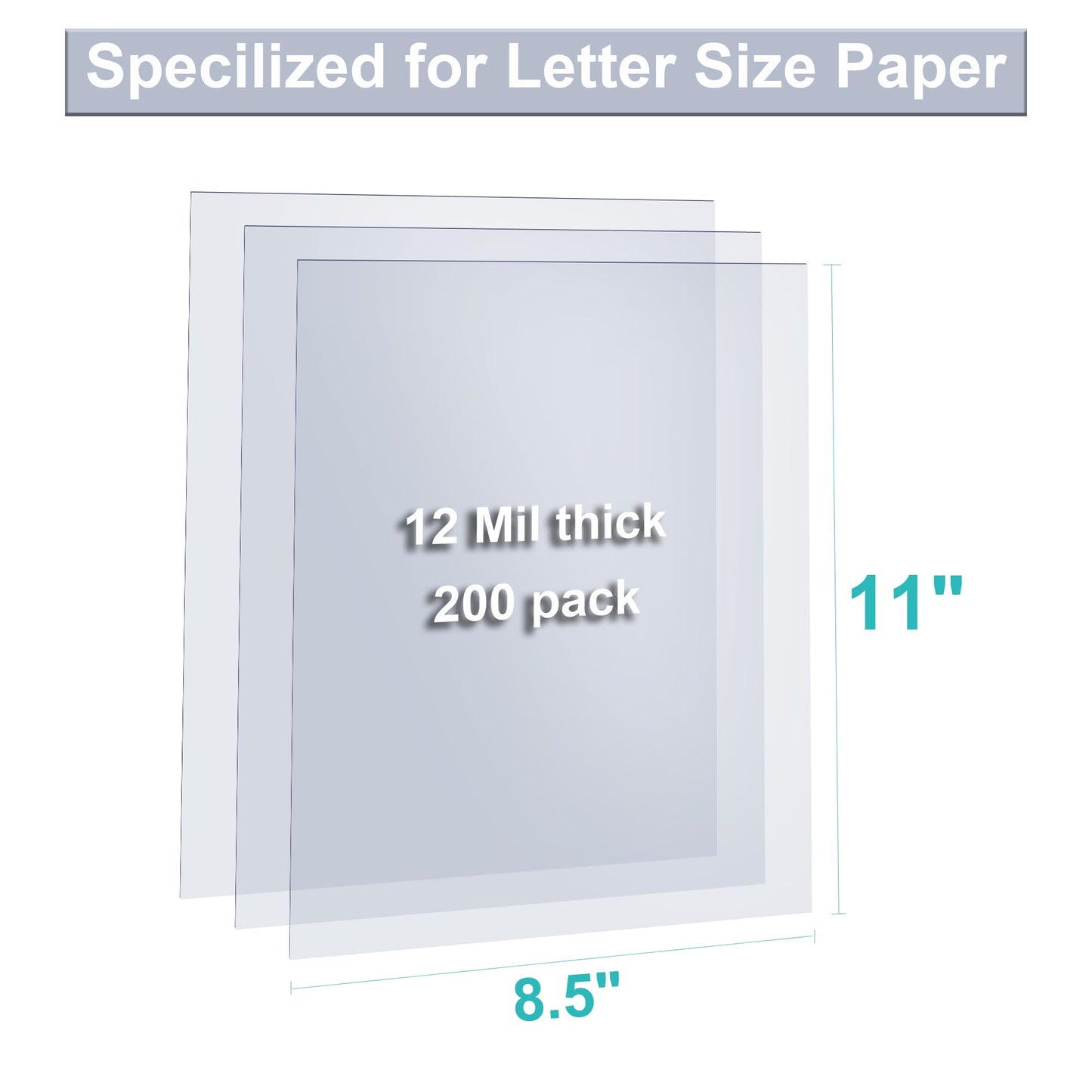200 Pack Ultra Clear Binding Presentation Covers, Clear Covers for Binding, Polythylene Terephthalate,12 Mil,8-1/2 x 11 Inches, Letter Size