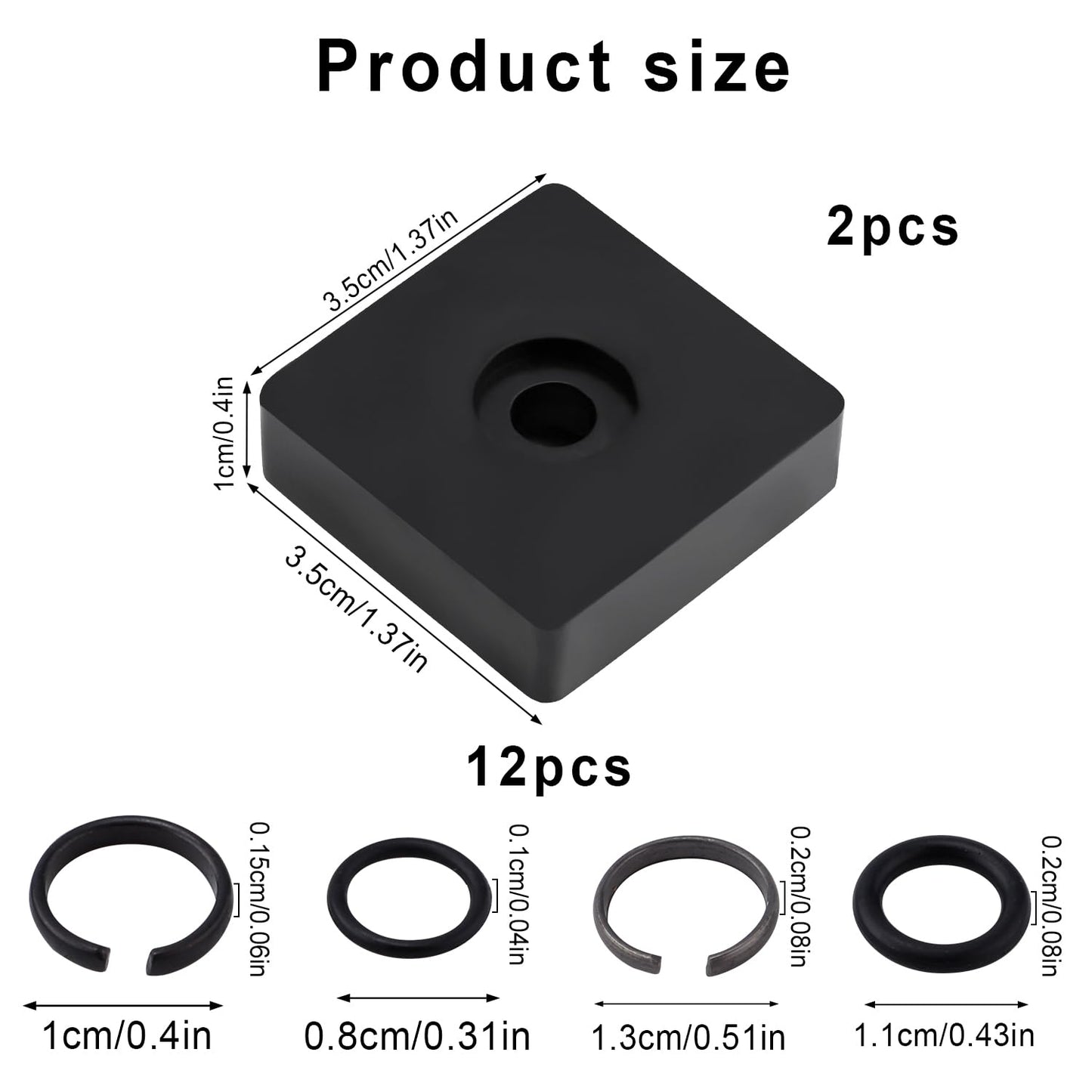 12 Sets 3/8" & 12 Sets 1/2" Impact Retaining Ring Clip Friction Rings with O-Ring, Come with 2 Black Retainer Ring Anvil Install Tools for MIL Electric & Pneumatic Impact Wrench