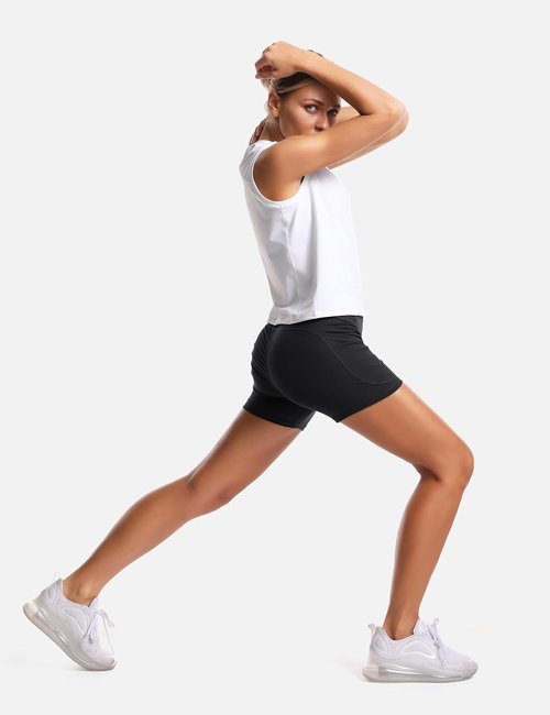 Dragon Fit Women's High Waist Workout Shorts - Stretch Tummy Control with 2 Side Pockets | Perfect for Gym, Yoga, Running