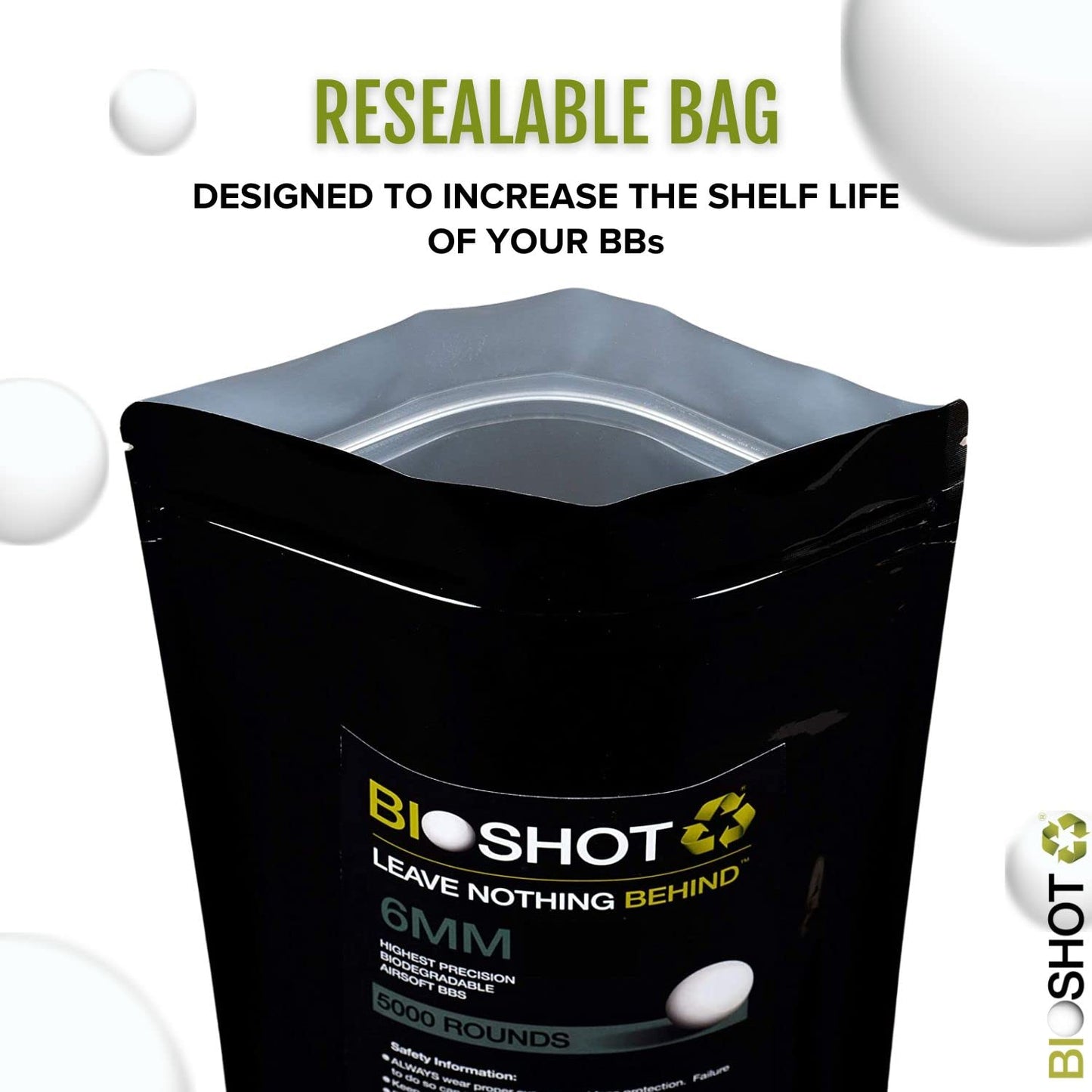 BioShot Biodegradable Airsoft BBS - .40g Super Slick Seamless Sniper Weight Competition Match Grade for All 6mm Airsoft Guns and Accessories (2700 Rounds, White)