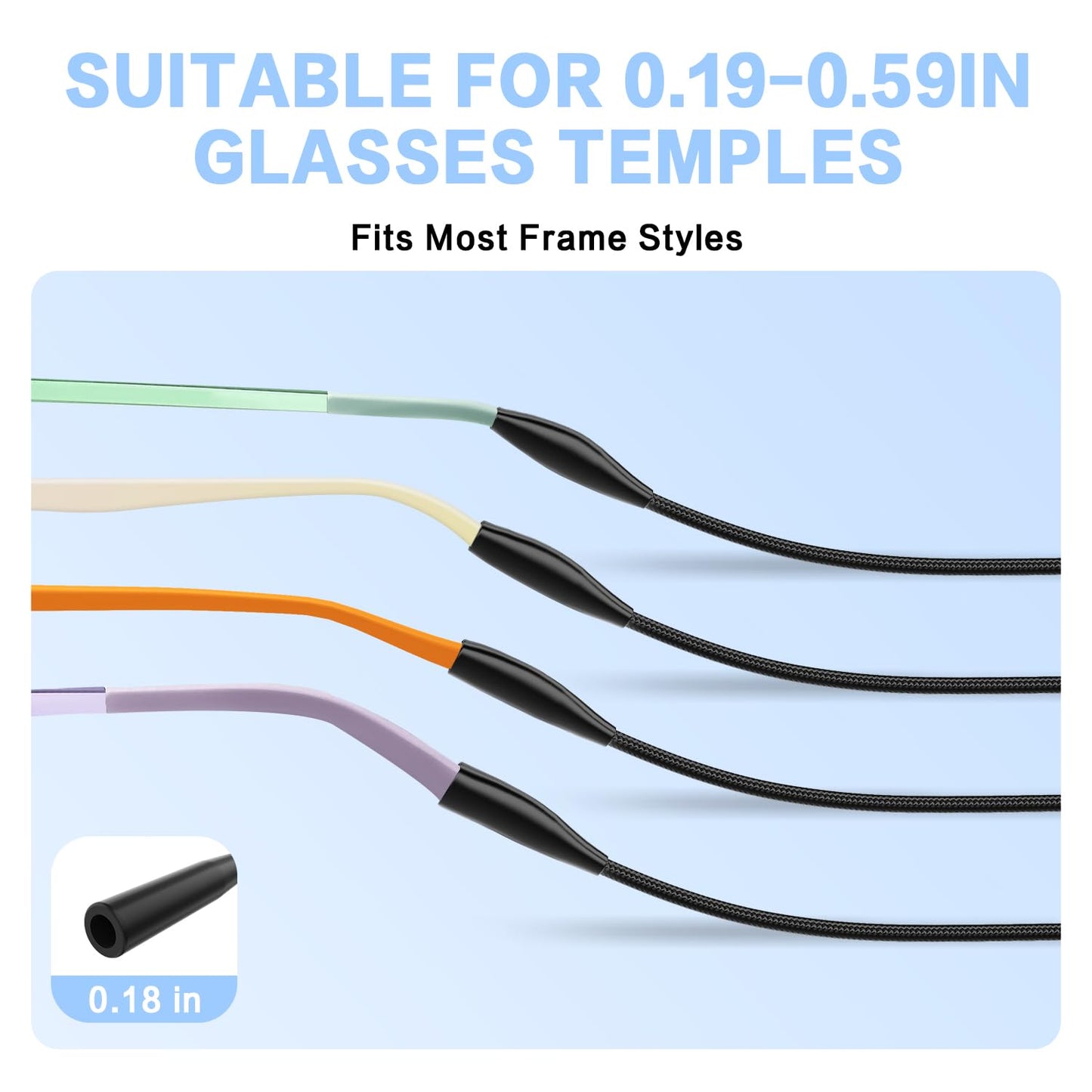 FOFALY Kids Glasses Strap, No Tail Eyeglasses Strap For Kids 3Pcs, Age 3-12 Baby Sunglasses Straps for Girls, Boys, Toddler, Holder Around Neck, Adjustable Eyewear Retainer for Sports (Black, 9.5in)