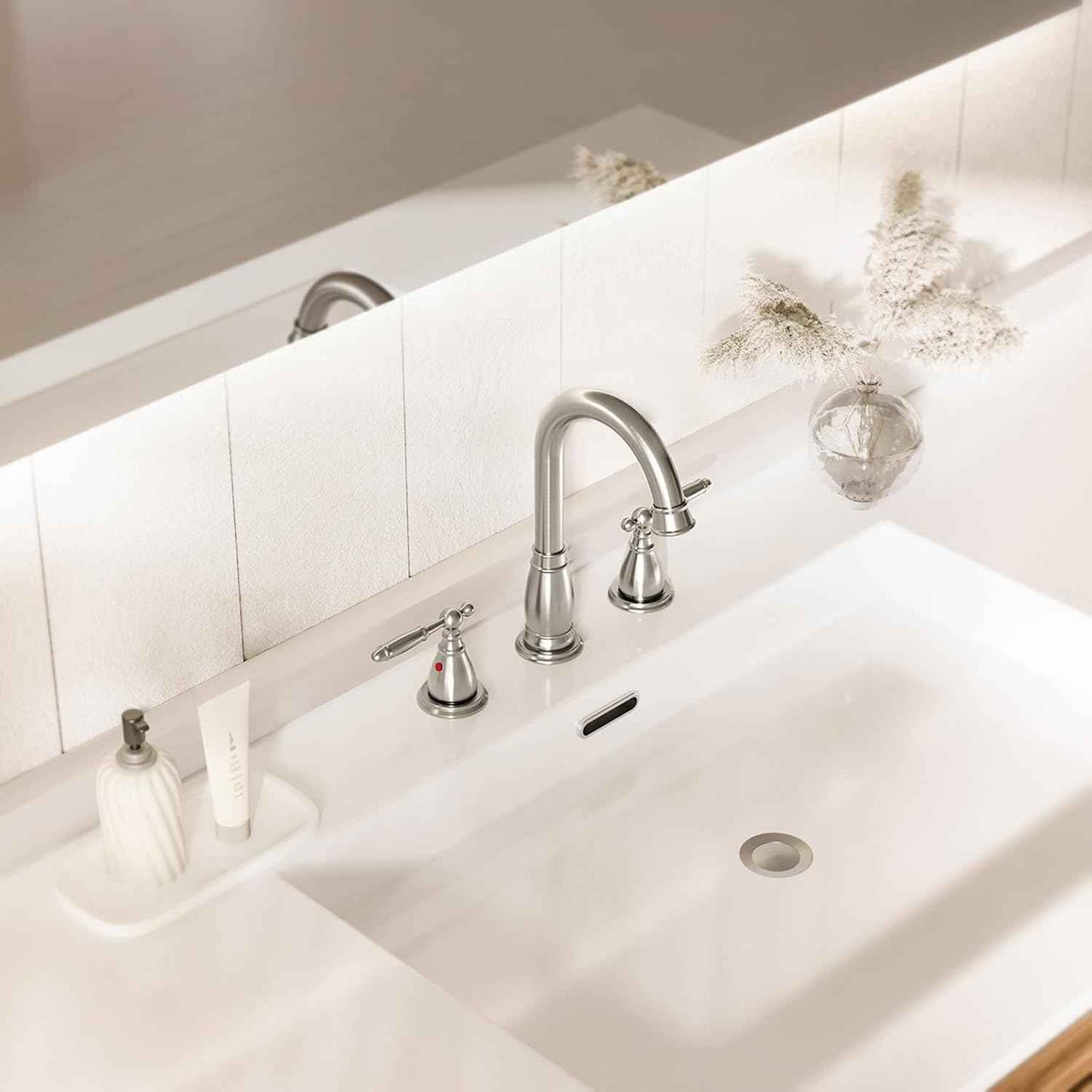 Oil Rubbed Bronze Widespread Bathroom Faucet Set with Valve & Drain - Phiestina WF017-4-ORB