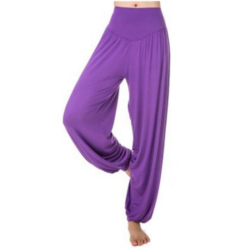 Super Soft Woman Modal Harem Pants Elastic Yoga Pants Dance Pants Sport Pants (Size M, Purple)