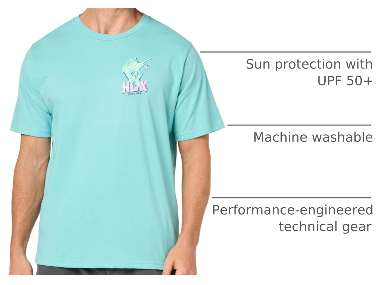 HUK Mens Fishing Graphic Tee, Performance Short Sleeve, Quick-Dry, Sail Bones - Marine Blue, XX-Large