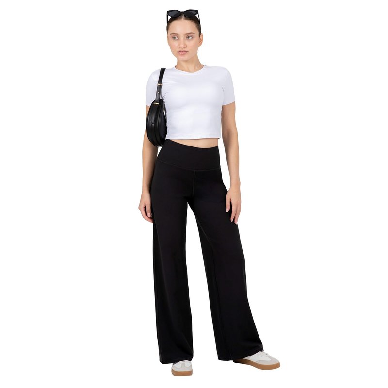 YITTY Active Women's High Waist Wide Leg Pants – Buttery Soft Lounge & Yoga Pants with Tummy Control, 4-Way Stretch, Iconic Black, M, Regular | 31" Inseam