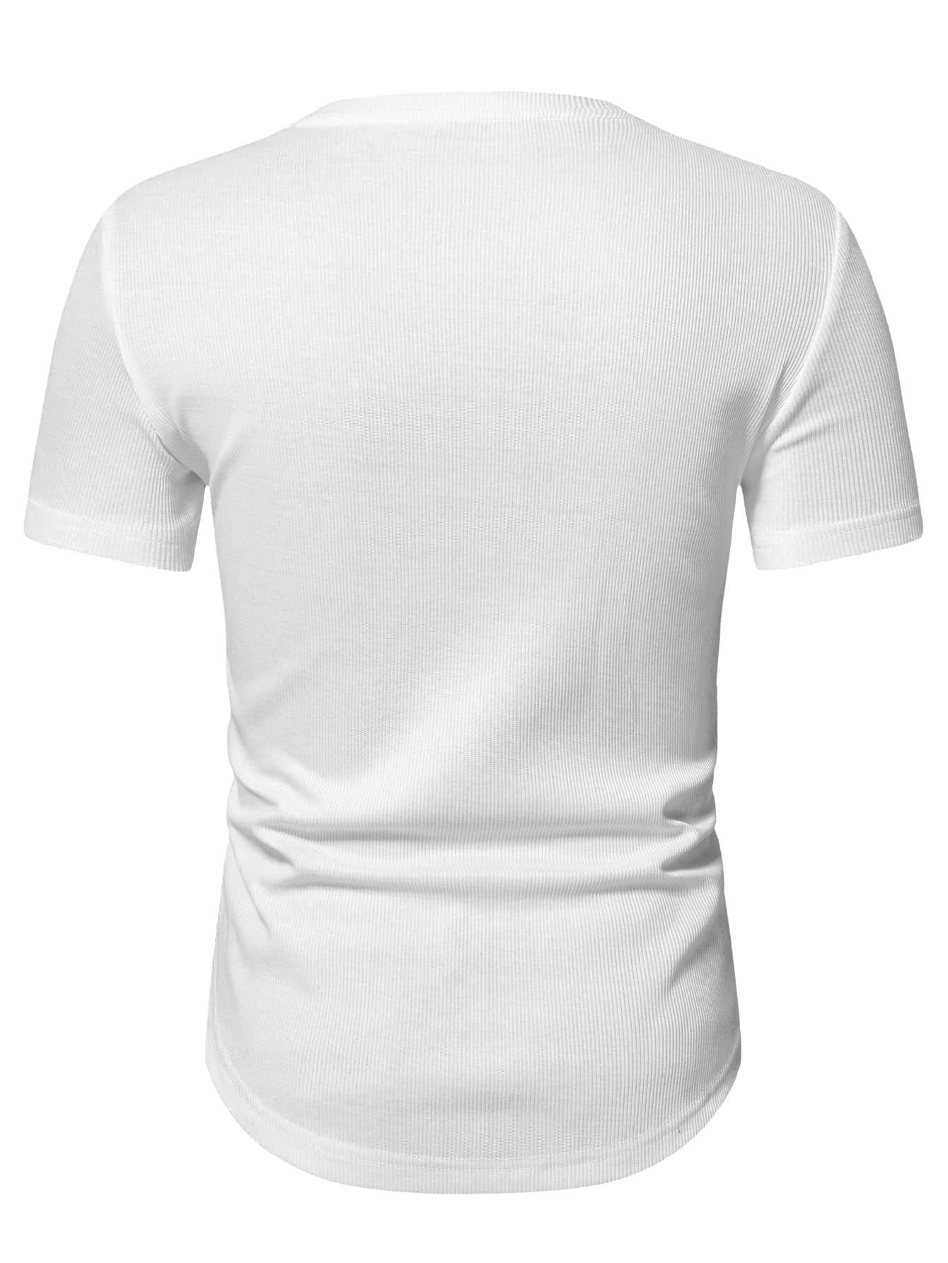 PLEPAN Muscle Shirts for Men Slim Fit Short Sleeve V Neck Henley Shirts Longline Gym Workout Athletic T-Shirts, White, XX-Large
