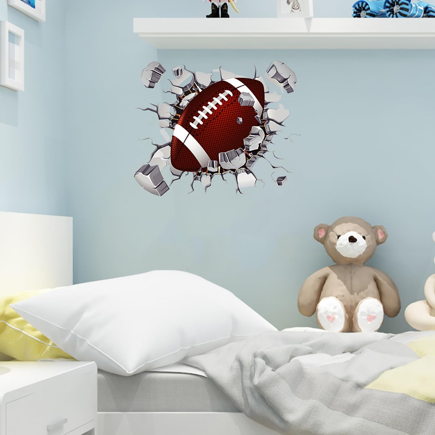 2 Sheets Rugby Breakthrough Wall Decals - American Football Sports Art Stickers for Kids Room Decor, Boys Bedroom, Football Lovers & Players - Easy Peel & Stick Wall Art