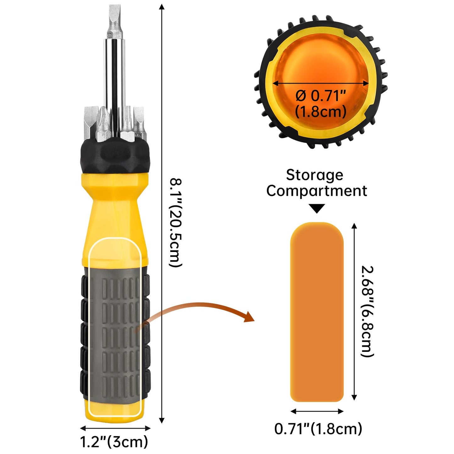NiHome Screwdriver Diversion Safe, Hidden Storage Container for Cash, Steel Construction with Discreet Hollow Interior & Twist-Off Handle, Realistic Portable Secret Safe for Home and Travel Security