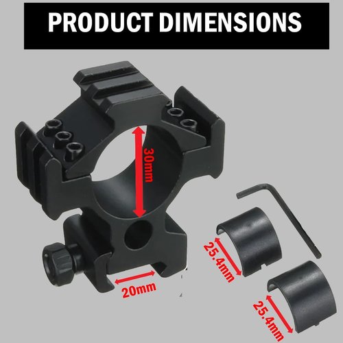360 TACTICAL Triple Rail Weaver Picatinny Scope Mount Scope Ring Flashlight Mount (Pack of 2)