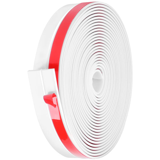 MYFAMIREA Door Weather Stripping 1IN (W) x 20FT (L) Door Draft Stopper Seal Tape Silicone Seal Strip Self Adhesive Shower Sweep Insulation Tape Side Bottom Strip for Sliding Glass Window Gap, White