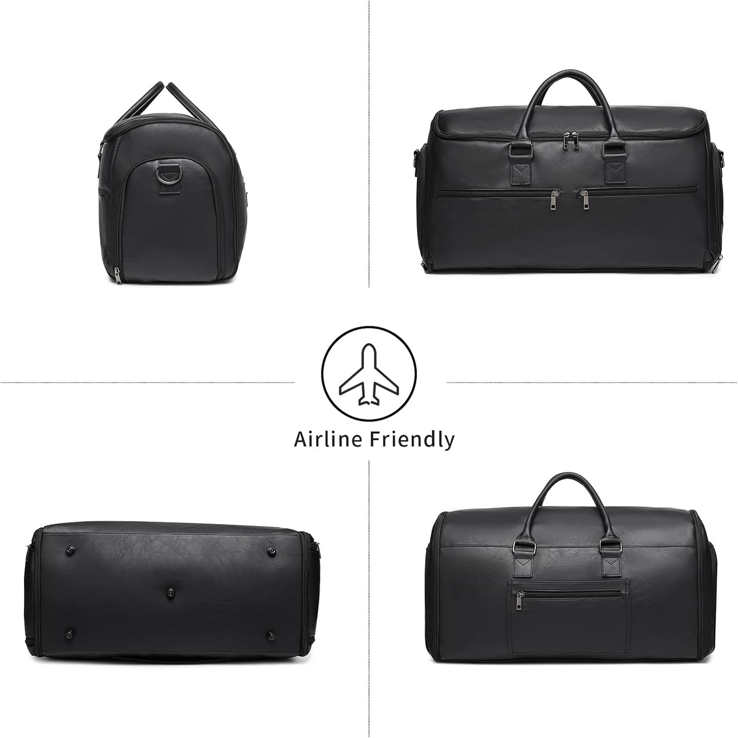 Seyfocnia Carry-On Garment Bag - Convertible Travel Suitcase for Men & Women | Black 2-in-1 Design