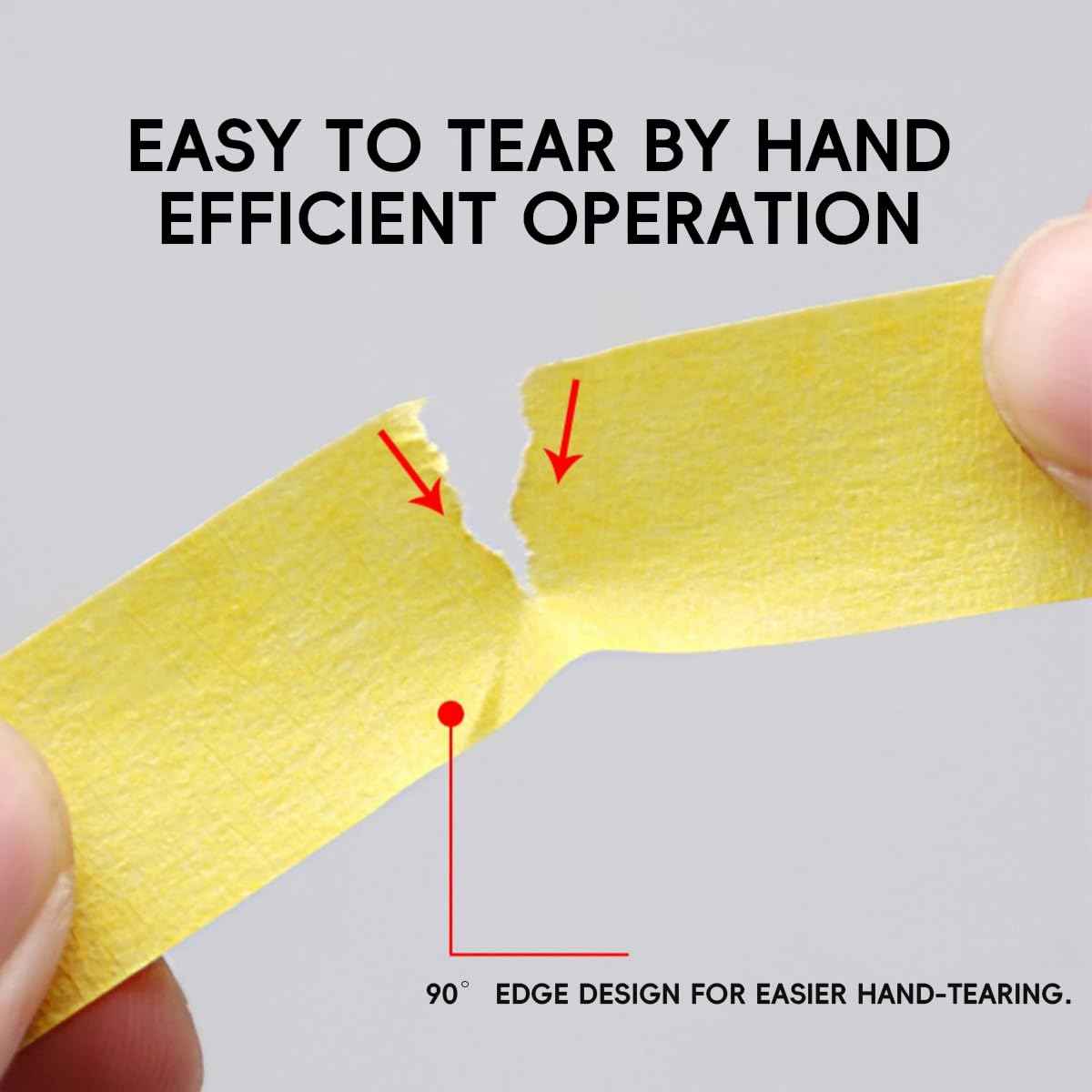 Bright Yellow Masking Tape,1"Wide×55 Yards 6 Rolls,Medium-Adhesion Painters tape for Car Painting,Arts & Crafts, Home DIY Projects,Spray paint masking- Hand Tearable, No Residue, Multi-Surface Use