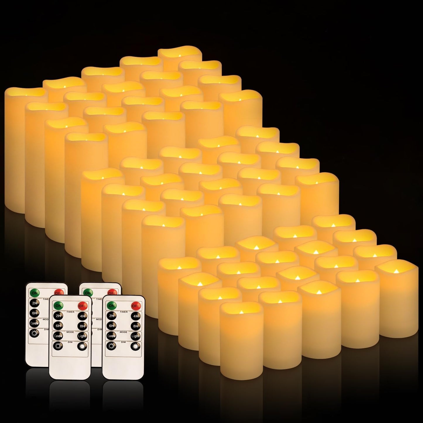 24-Pack Remote Control LED Flameless Candles - 3D Flame Timer Candles for Home, Weddings & Holidays