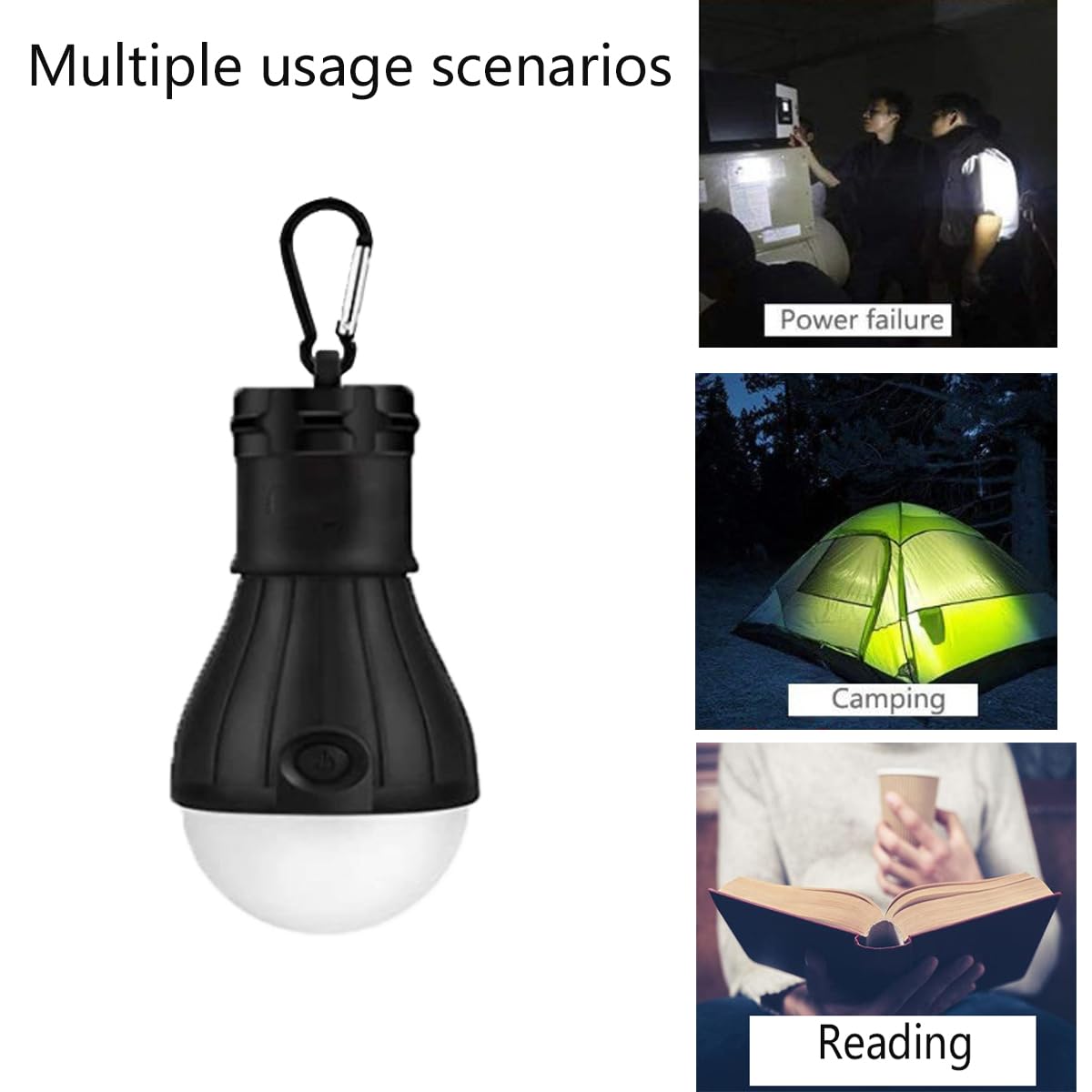 Camping Light with Carabiner, 4 Pieces Camping Lights, LED Tent Light with Carabiner for Camping, Adventure, Emergency, Waterproof Camping Light