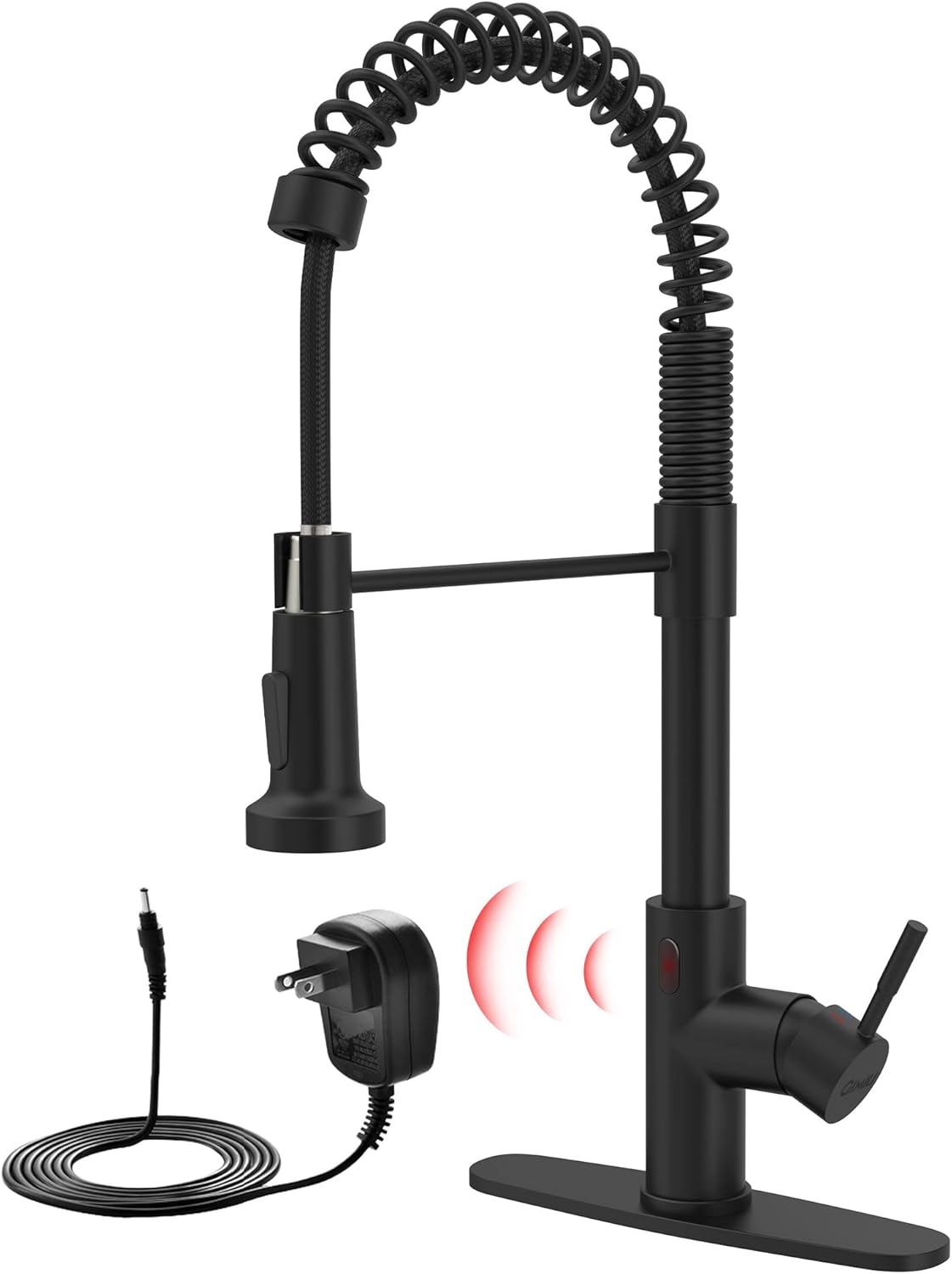 Matte Black Kitchen Faucet with Soap Dispenser - Commercial Single Handle Pull Down Sprayer
