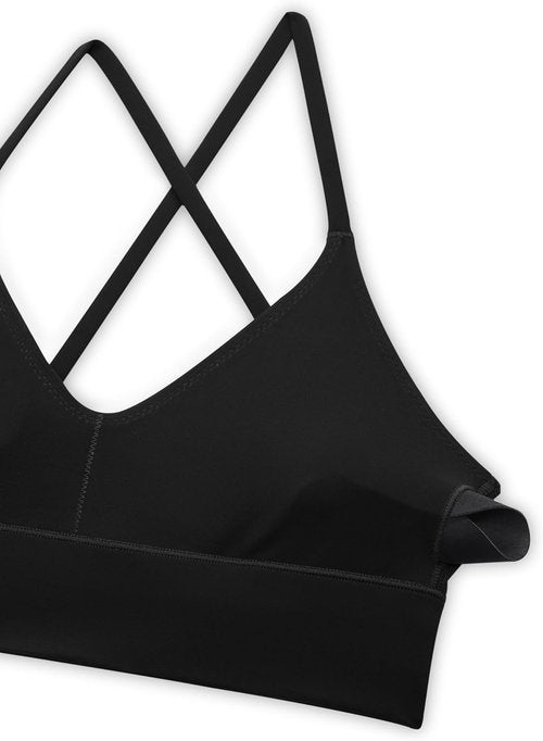 CRZ YOGA Butterluxe V Neck Longline Sports Bra - Padded Spaghetti Straps | Women's Yoga Crop Top