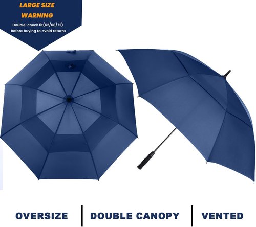 Golf Umbrella - Extra Large 54/62/68/72 Inch Double Canopy | Windproof & Waterproof Design