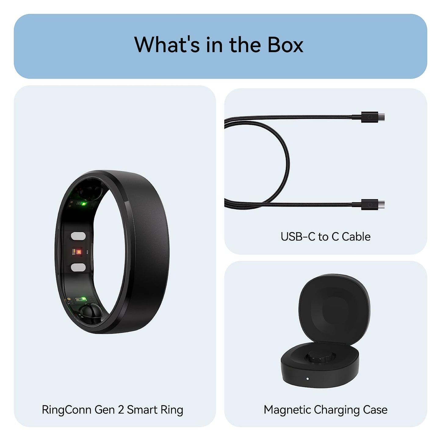 RingConn Gen 2 Smart Ring - Sleep Apnea Monitoring(Black, Size 10)