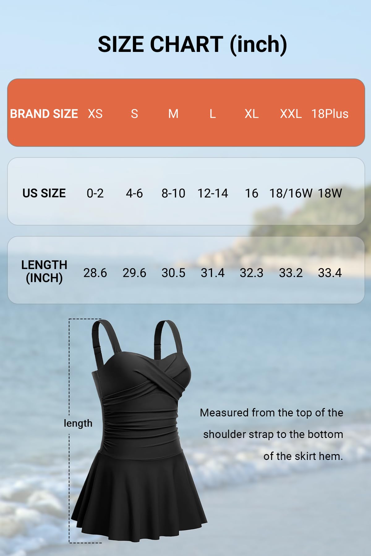 One Piece Swim Dress Tummy Control Swimsuit with Skirt Modest Bathing Suit