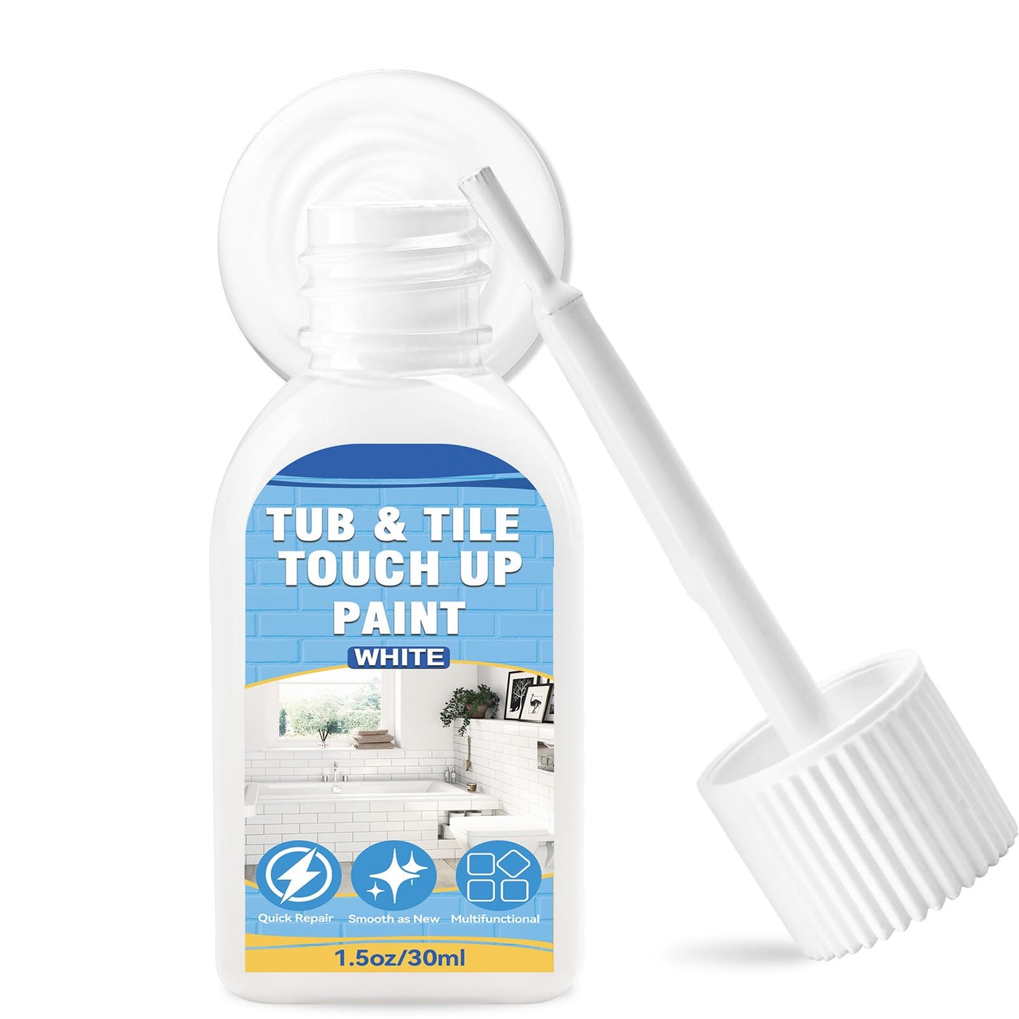 Tub and Tile Paint, White Touch Up Paint Pen for Bathtub, Repairs Countertops, Sinks, and Appliances, Porcelain Paint for Any Scratches Spots on Ceramic, Enamel, 1.5 fl Oz