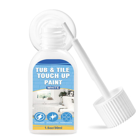 Tub and Tile Paint, White Touch Up Paint Pen for Bathtub, Repairs Countertops, Sinks, and Appliances, Porcelain Paint for Any Scratches Spots on Ceramic, Enamel, 1.5 fl Oz