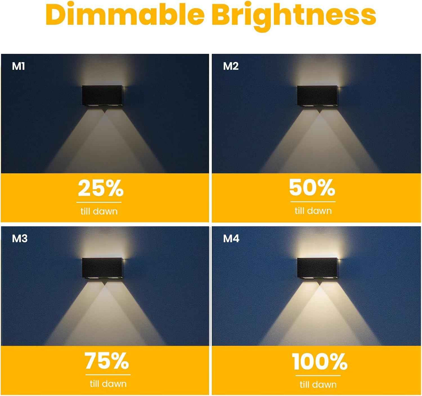 Up and Down Solar Wall Lights - 2pcs Waterproof 4000K 700LM Outdoor Cube Design for Porch, Patio & Yard Decor