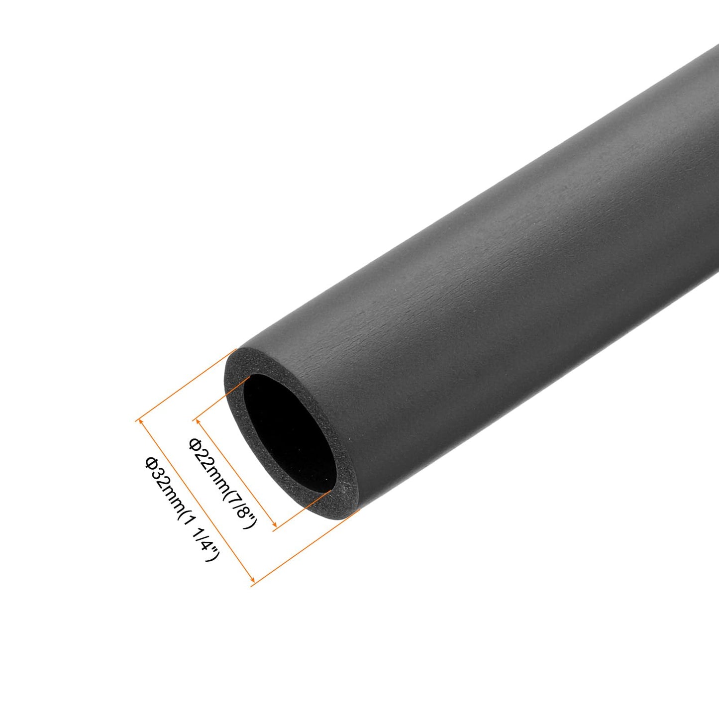 uxcell Foam Tubing for Handle Grip Support, 22mm(7/8") ID 32mm(1 1/4") OD 1m Length Black