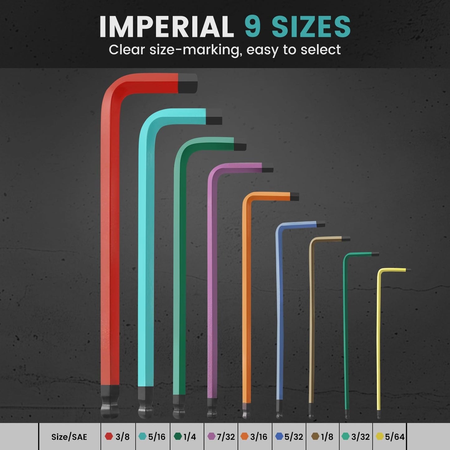 GURADESIGN 19-Piece Allen Wrenches Set, Hex Key Set,Metric and SAE Allen Key Set Extra Long with Ball End T-Handle, MM(1.5mm-10mm),SAE(5/64"-3/8") Chrome Vanadium Steel