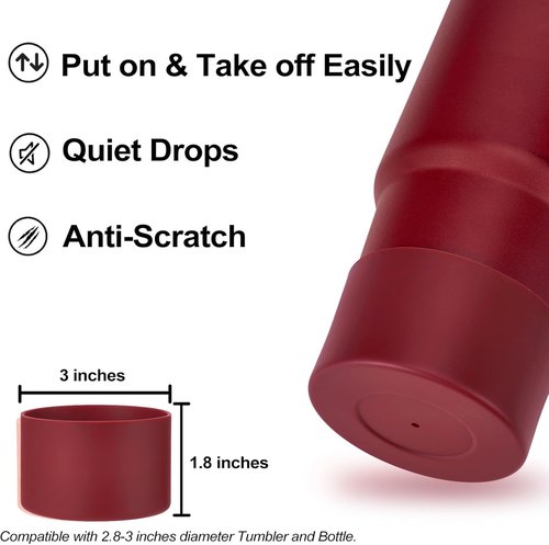 HYZ Silicone Spill Proof Stopper Set - 8 Piece Accessories for Stanley H2.0 Tumblers | Cranberry