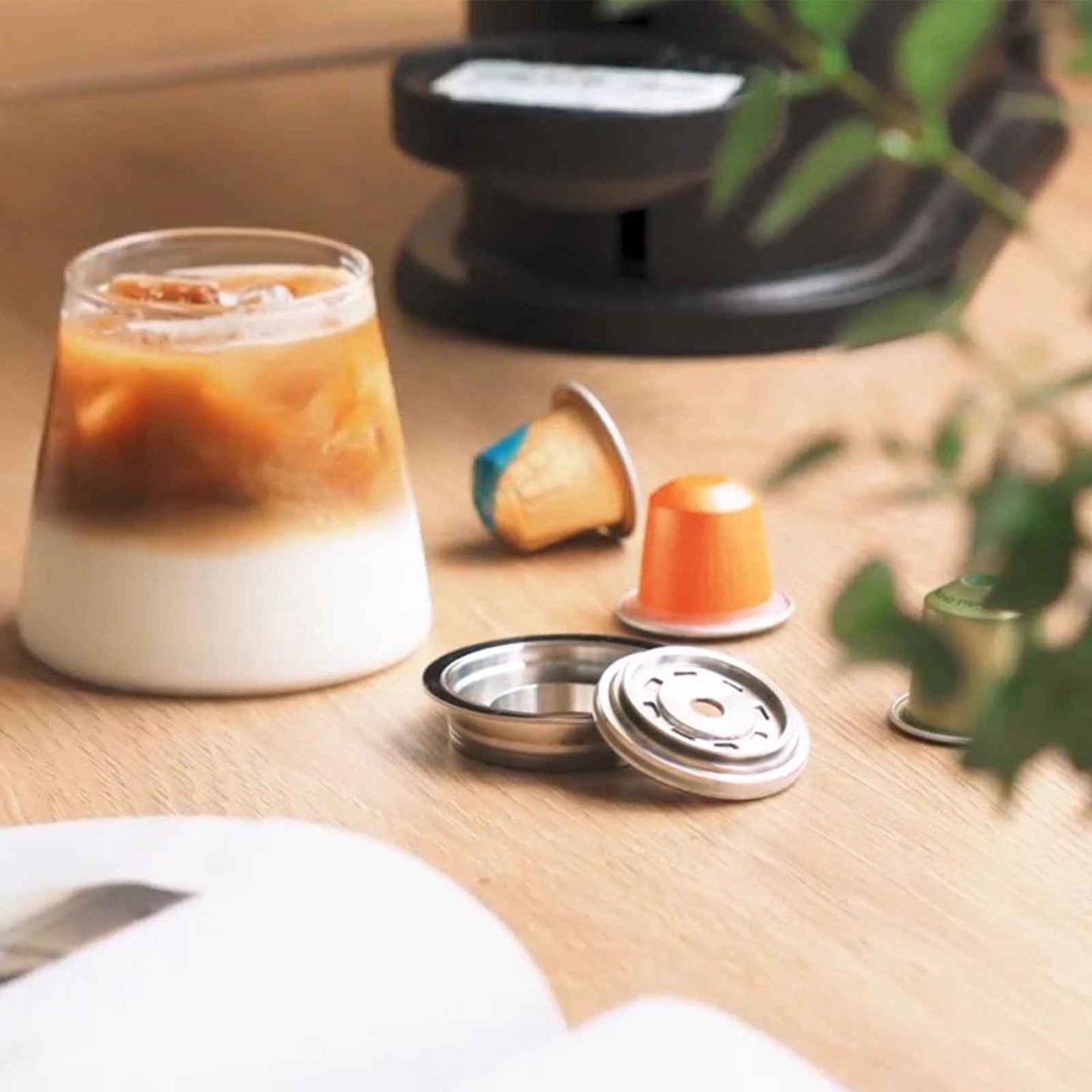 Reusable Coffee Capsule Adapter for Nespresso Vertuo Machines, Stainless Steel Coffee Pod Adapter with 4 Stickers, Compatiable with Vertuo POP/Vertuo Next/Delonghi ENV135/ Vertuolline GCA1 (150 ml)