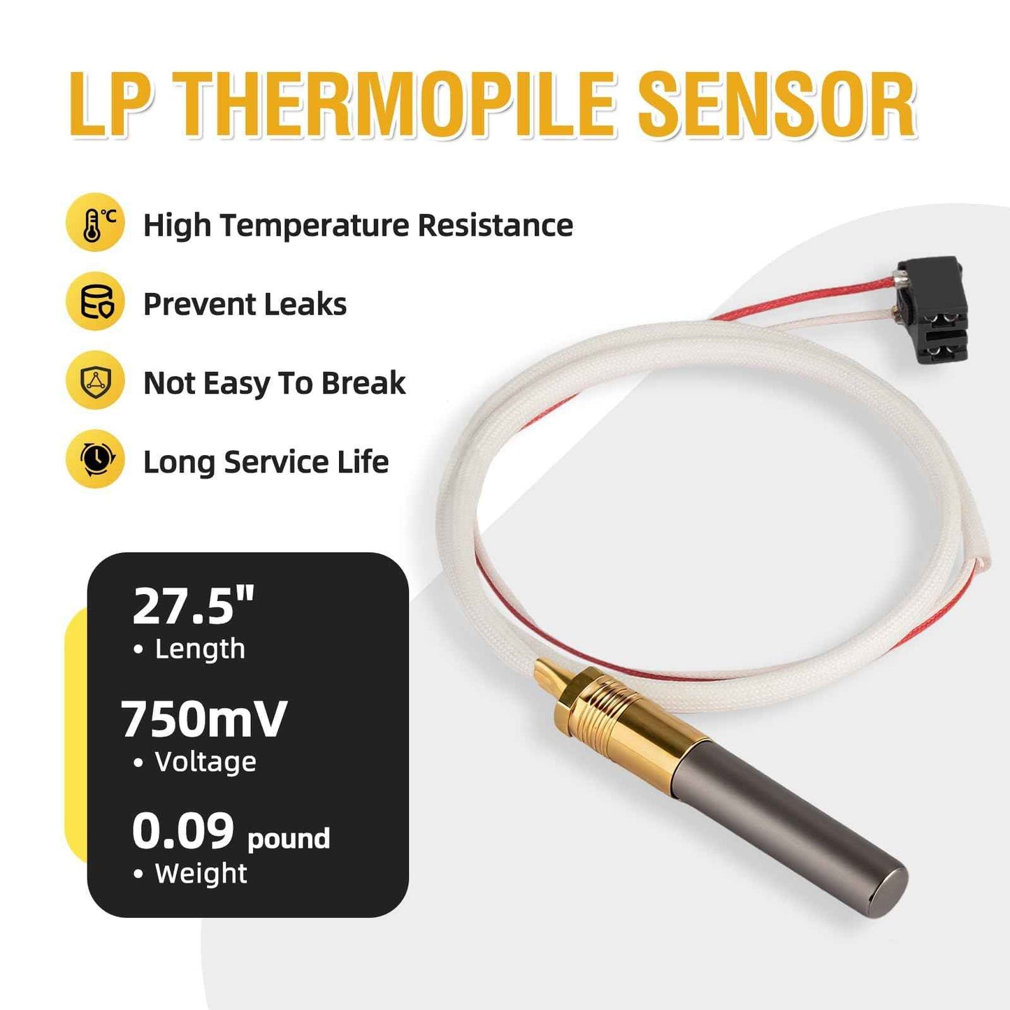 LP Thermopile Senor Component for Pilot Assembly Replacement Kit SP20824/SP21058/SP20800/SP20739/SP21096 Compatible with Rheem, Ruud, Richmond Equivalent Water Heaters