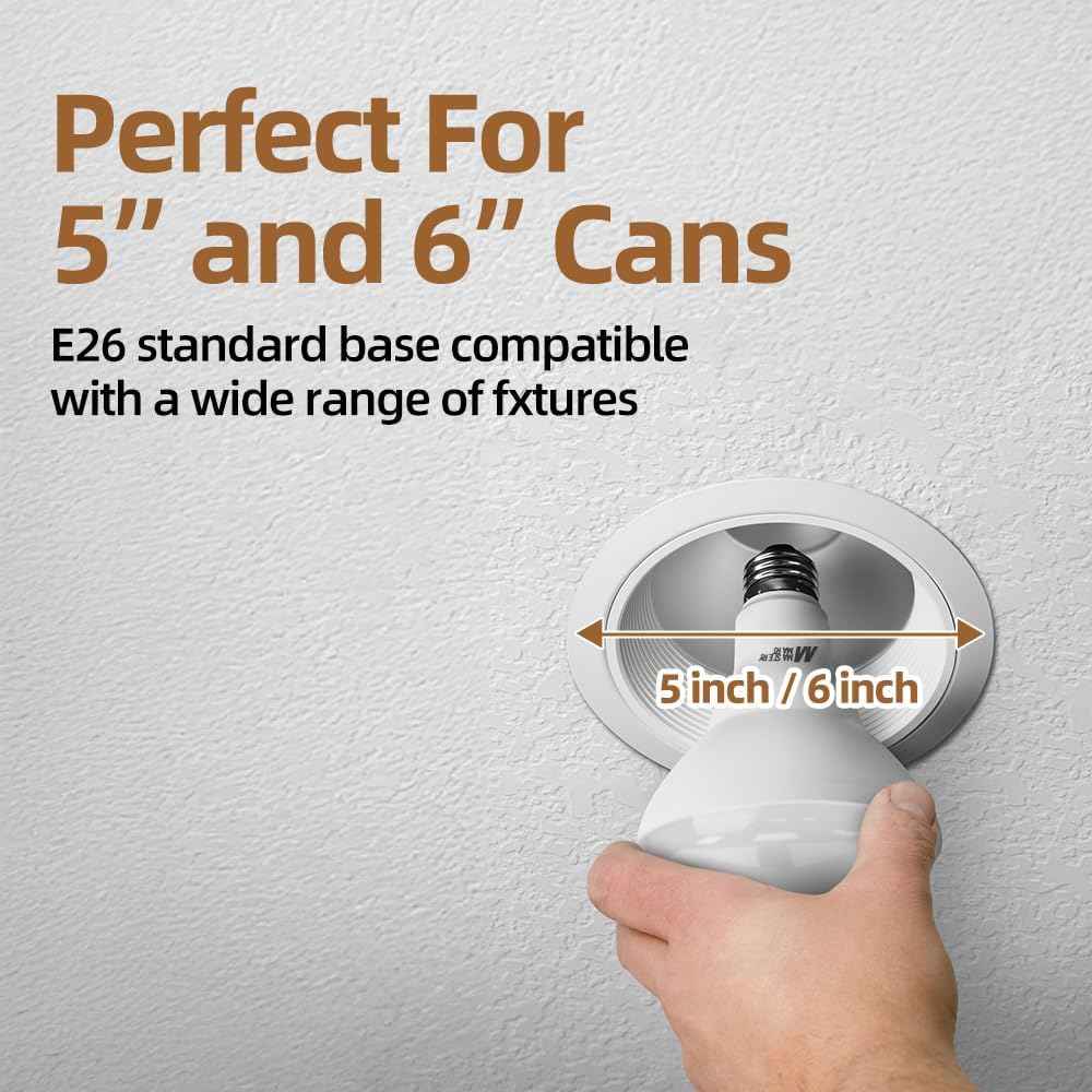 BR30 LED Bulbs 36-Pack - 65W Equivalent, 5000K Daylight, Dimmable, Flicker-Free, Energy Efficient E26 Base