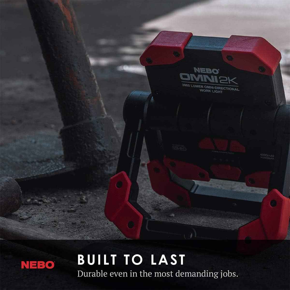 NEBO OMNI 3K Rechargeable Work Light - 3000 Lumens, 6 Modes, Magnetic Handles, Power Bank & USB-C Cable