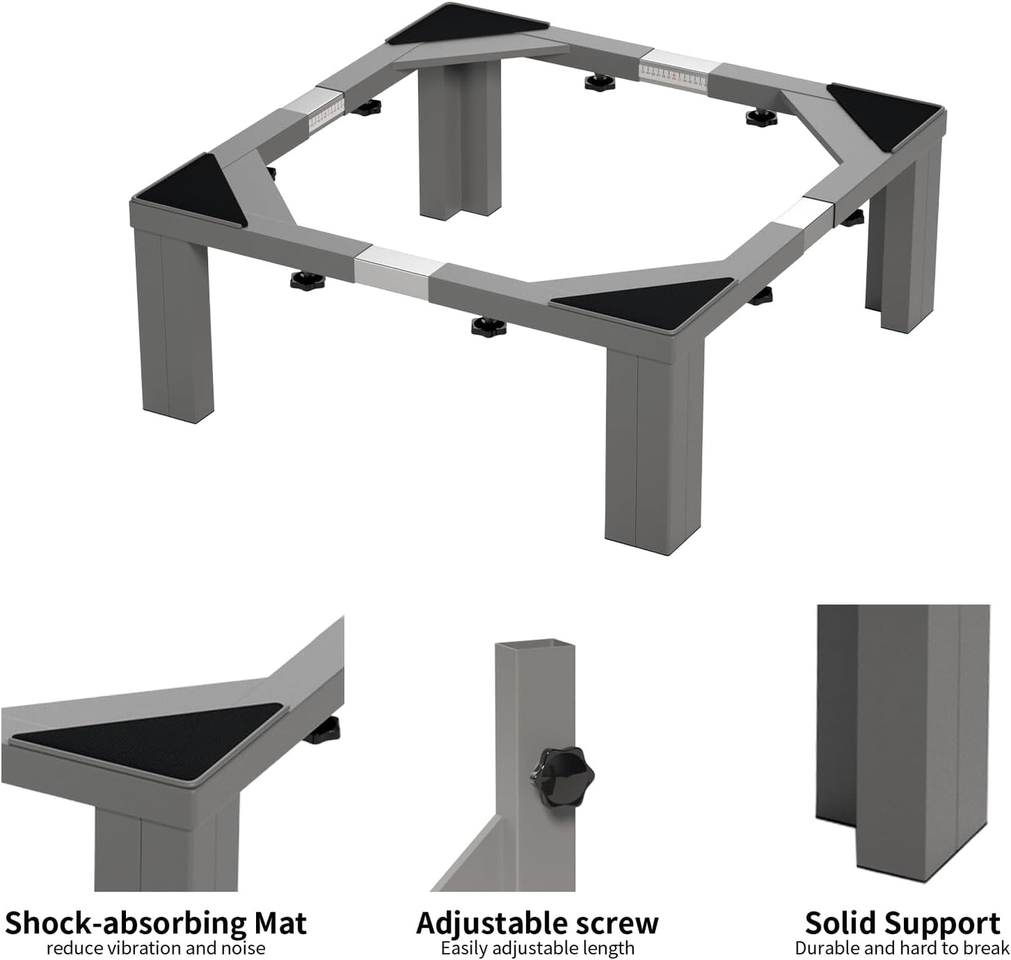 Heavy Duty Stainless Steel Mini Fridge & Washer Dryer Stand with 4 Strong Feet - Universal Appliance Base (Large)