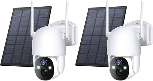 Wireless Solar Security Camera 3MP 2K FHD - 355° PTZ, Spotlight, Motion Detection, Color Night Vision
